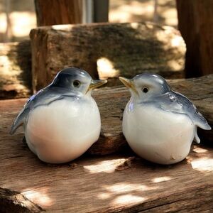 VINTAGE BLUE BIRD SALT AND PEPPER S&P SHAKERS BONE CHINA ARDALT MADE IN TAIWAN